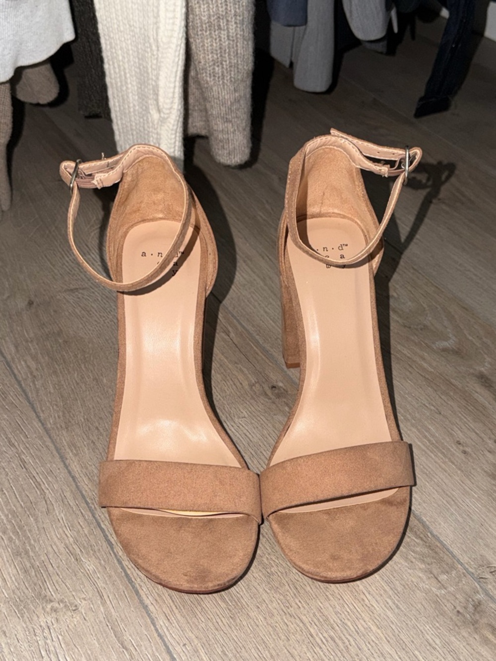 a new day Tan Suede Ankle-Strap Block Heel Sandals